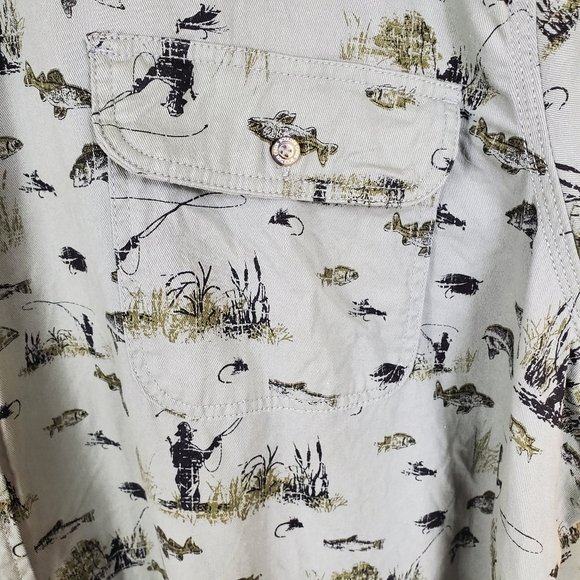 Boulder Creek Mens Button Front Shirt Sz 9XL Big Fishing Gray Green Cotton - Picture 3 of 5